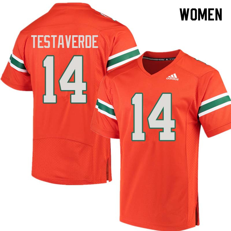 Women Miami Hurricanes #14 Vinny Testaverde College Football Jerseys Sale-Orange